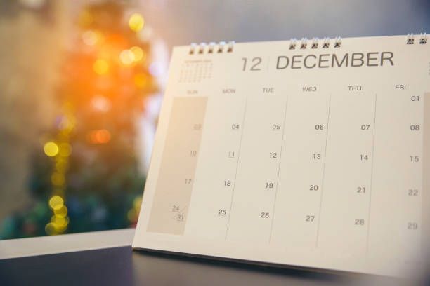 Calendar desk placed on business table. Desktop Calender for Planner to plan agenda, timetable, appointment, organization, management each date, month, and year on office table.Calendar 2023 Concept.
