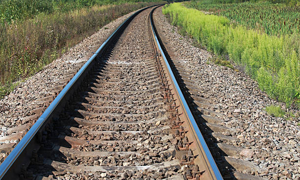 istock Railway perspective with green grass on sides 176720358