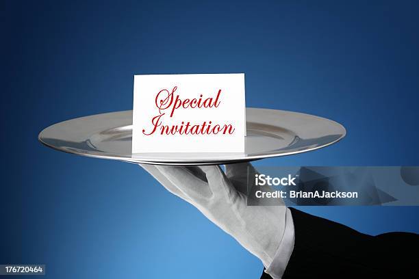 Formal Invitation Stock Photo - Download Image Now - Tray, Invitation, Butler