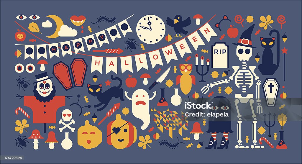 Панорамный состав с Хэллоуин силуэты - Векторная графика Хэллоуин роялти-фри