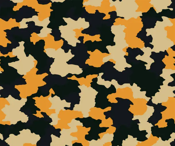 Vector illustration of Seamless Orange Black Camouflage Texture Pattern Vector.