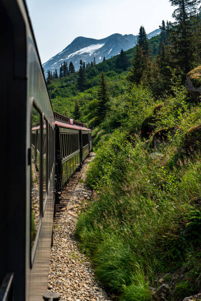 istock White Pass Summit excursion tour train in the mountains, Alaska, USA. 1767222344