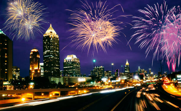 istock Happy New Year Fireworks on Atlanta. 1767228847