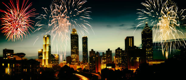 istock Happy New Year Fireworks on Atlanta. 1767229372