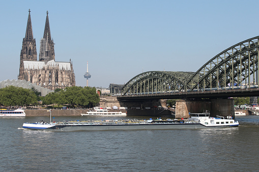 inland tanker vessel shipping on the river Rhine