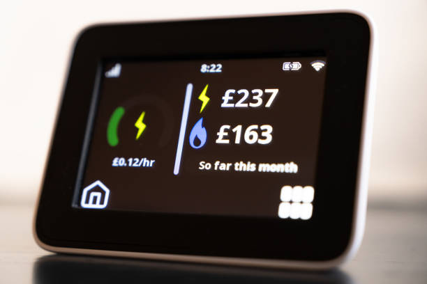 istock Monthly household bill costs on smart meter display screen 1767239822