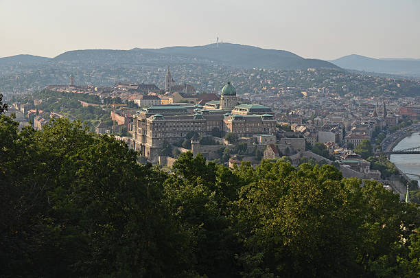 castillo de buda budapest, hungría - budapest aerial view royal palace of buda hungary fotografías e imágenes de stock