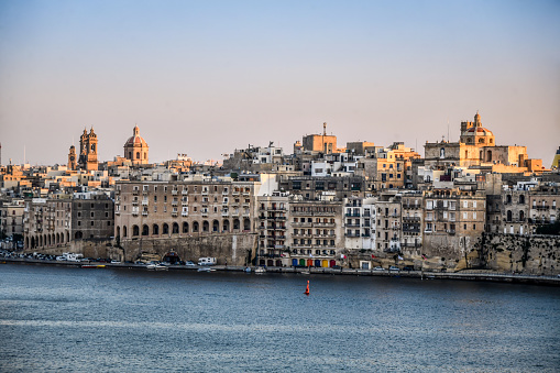 Famous Old Harbor At Dusk In Valletta, Malta