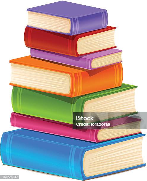 Vetores de Pilha De Livros Coloridos Isolado No Branco e mais imagens de Arranjar - Arranjar, Biblioteca, Livro