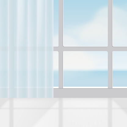 3d background with curtain in empty room.