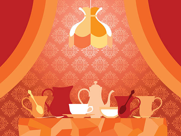 abend tea-party - tea cup coffee cup teapot domestic kitchen stock-grafiken, -clipart, -cartoons und -symbole