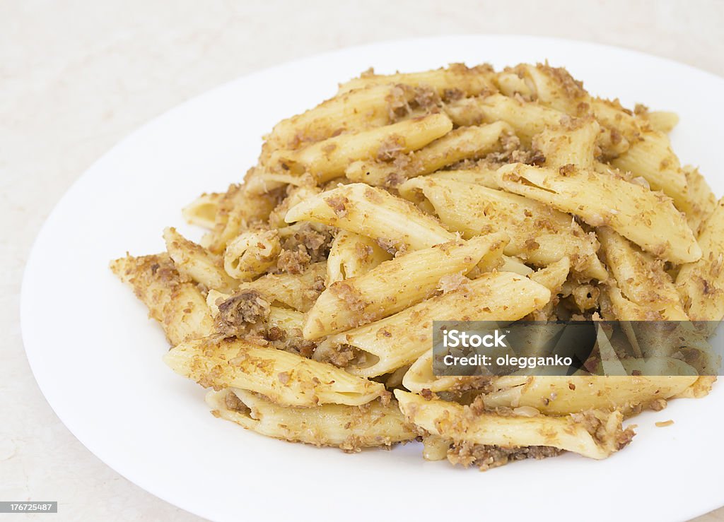 Italiano penne de Macarrão com Cortado em Pedacinhos Carne - Royalty-free Carne Foto de stock