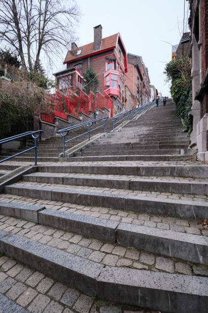 Liege, Belgium - 24 February 2023, Montagne de Bueren, a a 374-step staircase.