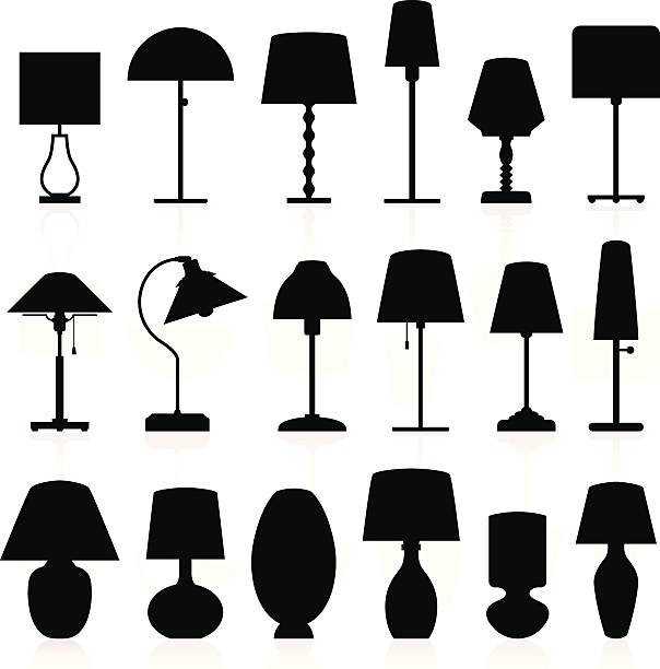 balíček siluet lamp - elektrická lampa stock ilustrace