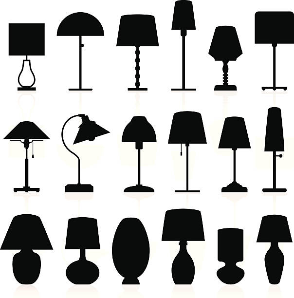 Lamp Silhouettes Pack Collection of different lamp silhouettes for your design. Layered composition. electric lamp stock illustrations