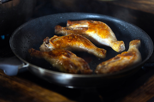 Fried Roasted Chicken in a Pan - Rustic Kitchen