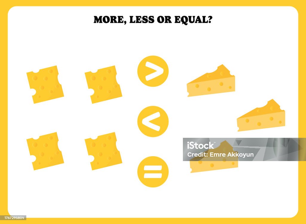 Lessen Equal Math More Less Or Equal Educational Math Game For Kids Stock Illustration ...