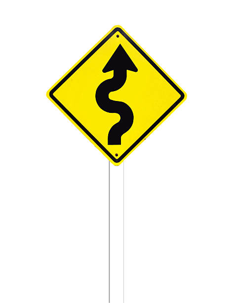 istock Winding Road Traffic Sign on white background 176730404