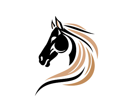Horse head black vector icon isolated on white background. Horse head silhouette stock illustration