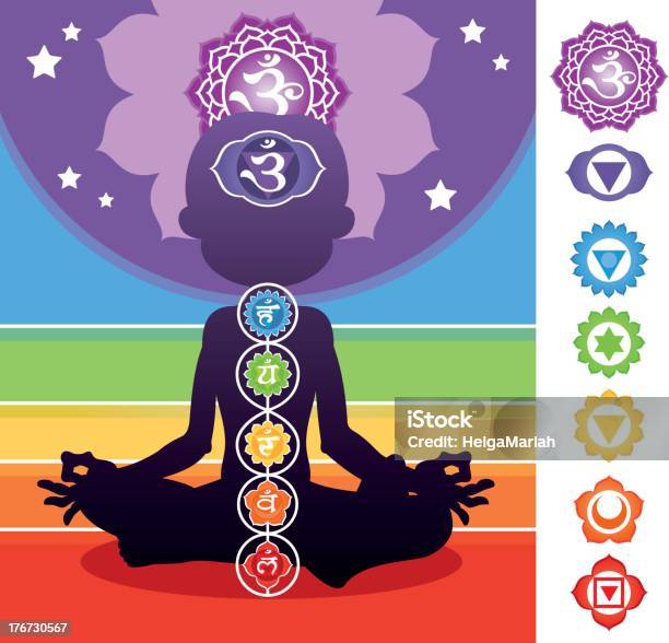 Ilustración de Niño En Posición De Loto Yoga Silueta y más Vectores Libres de Derechos de Chakra - Chakra, Niño, Actividades y técnicas de relajación