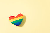 Rainbow Heart on Yellow Colored Background
