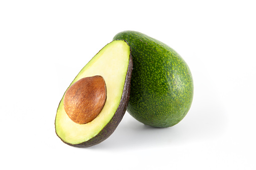 Fresh avocado cut out on white background