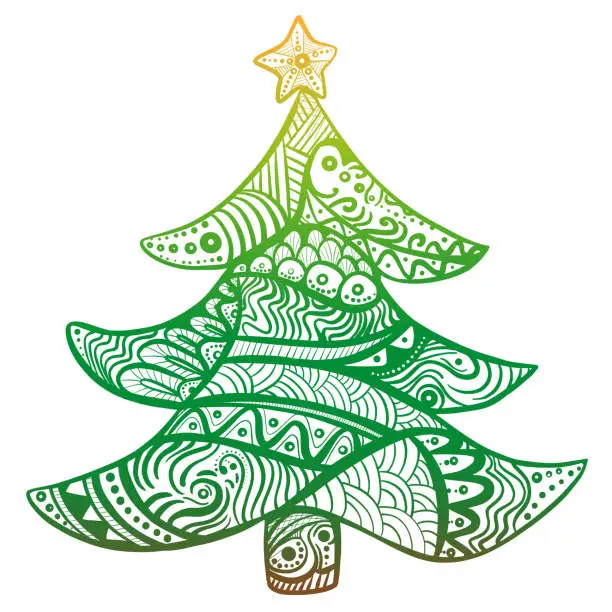 Vector illustration of ornamental Christmas tree