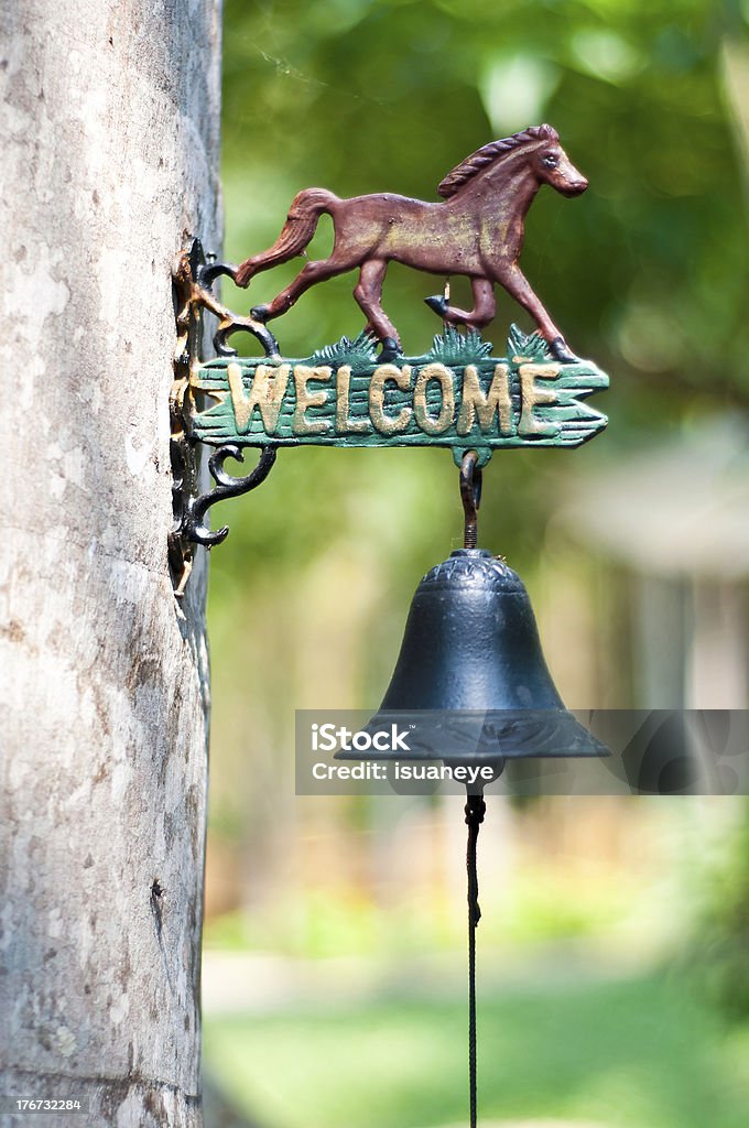 Welcome-Schild mit ring bell. - Lizenzfrei Altertümlich Stock-Foto