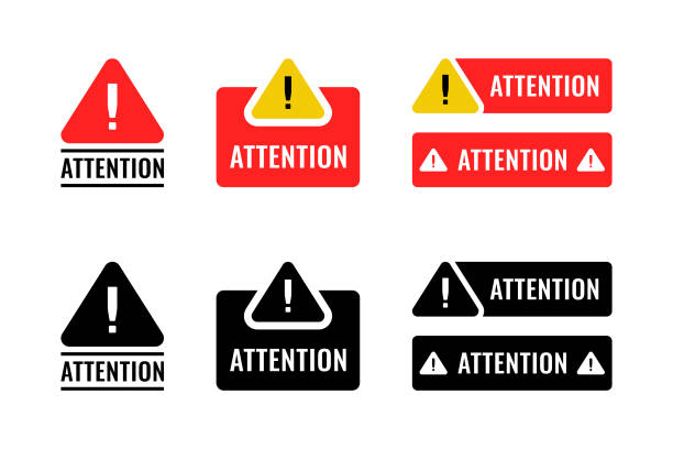 illustrations, cliparts, dessins animés et icônes de attention signe ensemble conception vectorielle. - crâne
