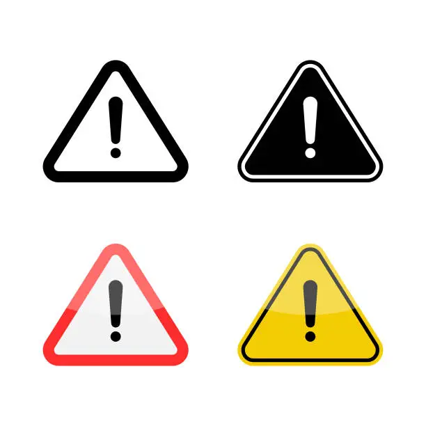 Vector illustration of Triangle Caution and Warning Icon Set Vector Design.