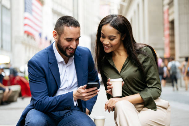 istock Coworkers on coffee break in Wall Street district 1767347242