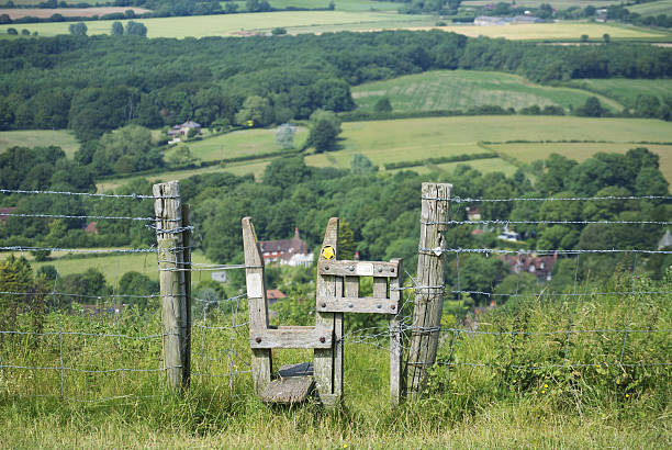 south downs - public footath foto e immagini stock