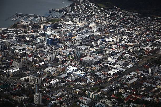 Aerial Photo of Wellington City - New Zealand stock photo