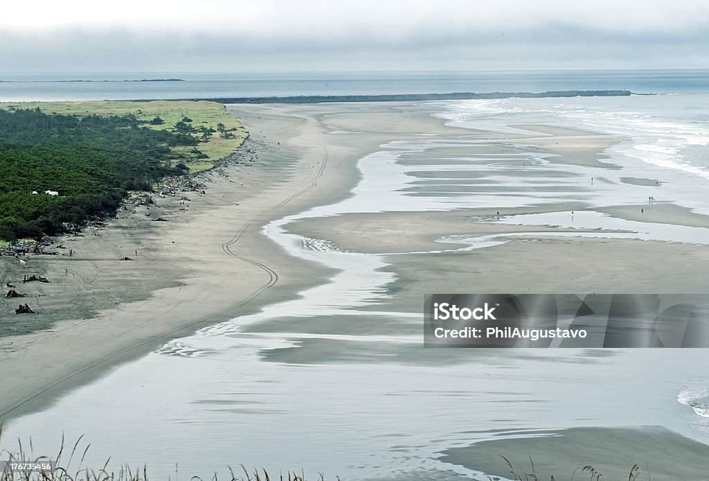 Песчаном пляже, океан и Река в штате Вашингтон. - Стоковые фото Береговая линия роялти-фри