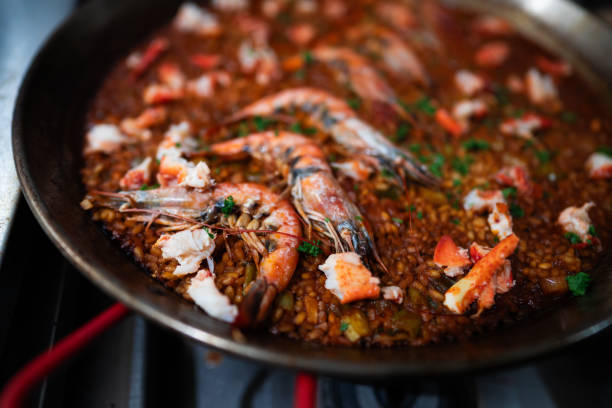 istock Spanish seafood paella with shrimp 1767361767