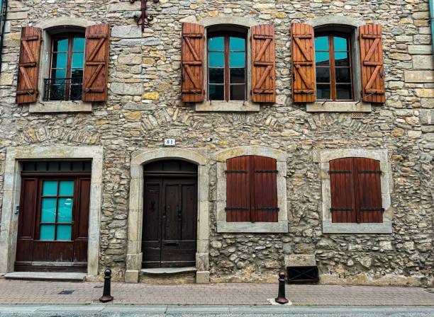 Medieval architecture, casement windows, wood and stone. traces of history