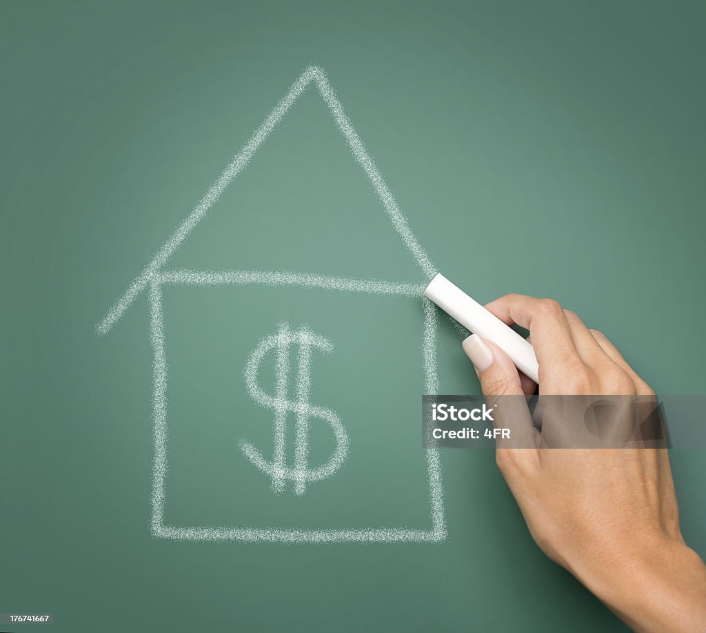 Uma casa de desenho à mão, Símbolo do Dólar - Foto de stock de Adulto royalty-free