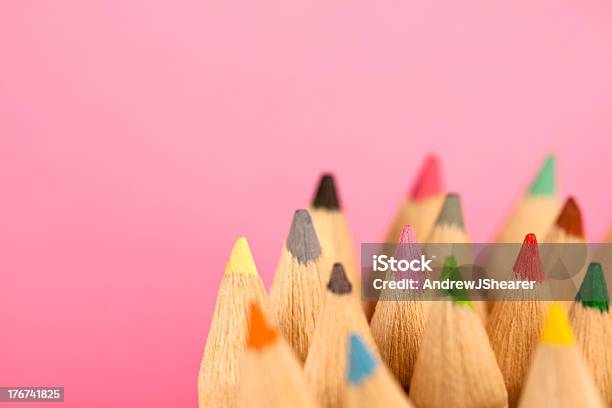 Artists Crayons Of Various Colours Stock Photo - Download Image Now - Art, Art And Craft, Blue