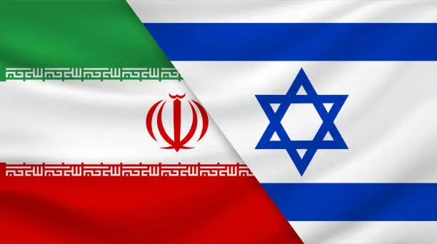 Vector illustration of Iran and Israel flag. Vector