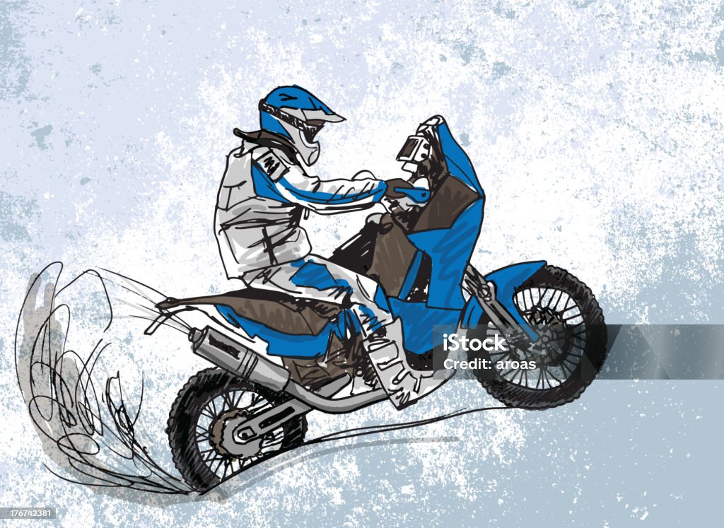 Croquis abstrait de motard - clipart vectoriel de Motocross libre de droits
