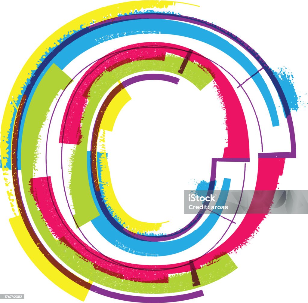 カラフルなグランジのフォントます。文字 o - アルファベットのロイヤ�リティフリーベクトルアート