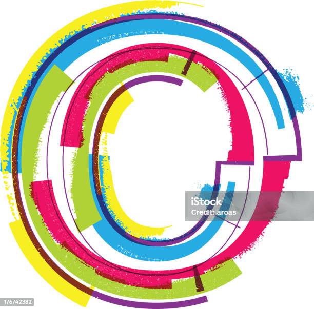 Vetores de Grunge Colorido Fonte Letra O e mais imagens de Artigo de decoração - Artigo de decoração, Caligrafia, Computação Gráfica