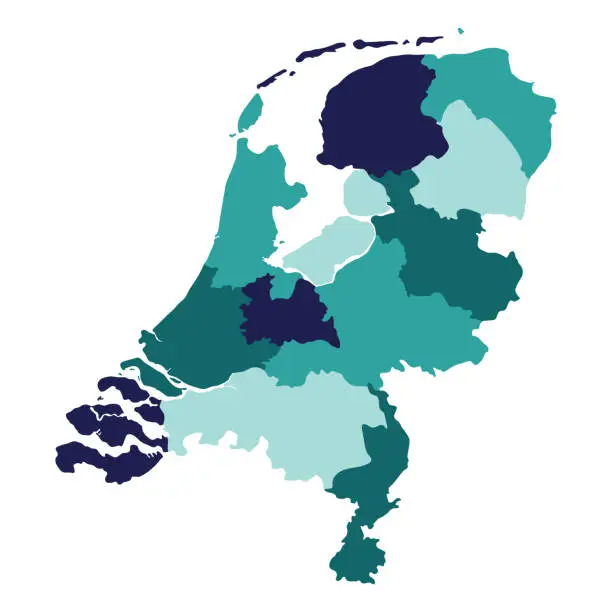 Vector illustration of Netherlands map. Map of holland in administrative regions