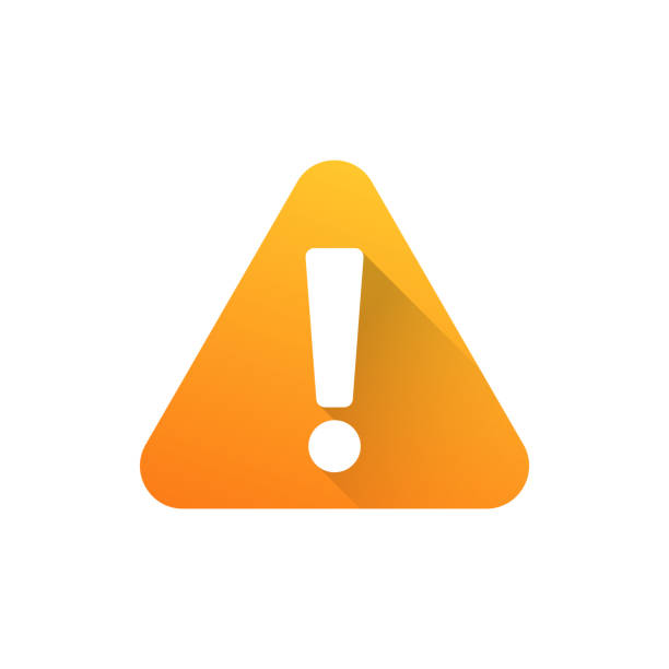 istock Warning sign icon. Yellow attention sign line icon with shadow. Notice icon symbol. Vector stock illustration. 1767458229