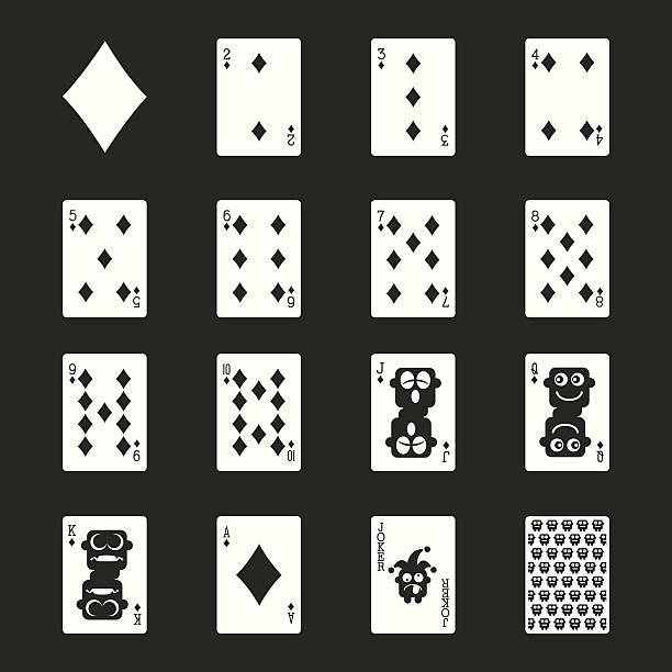 diamant anzug playing card icons-weiße serie/eps10 - queen of diamonds stock-grafiken, -clipart, -cartoons und -symbole