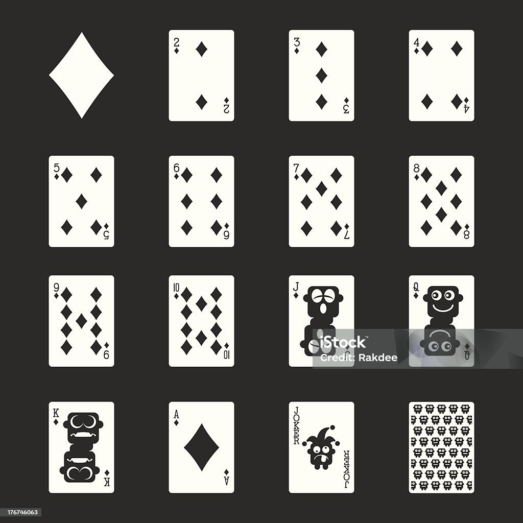 Diamond completo di carte da gioco icone-Serie bianca/EPS10 - arte vettoriale royalty-free di Carte da gioco