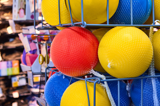 Colorful balls on the shelf