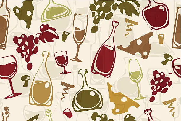 Vector illustration of Seamless pattern - wine theme