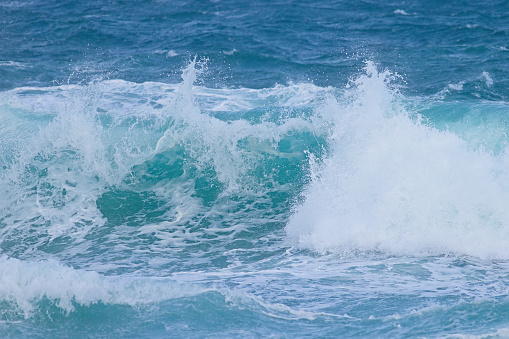 Big waves hitting the Konyaalti coast on a stormy day