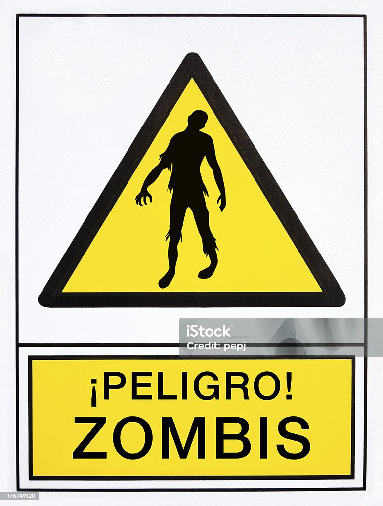 Estremécete de miedo con zombies señal de advertencia - Ilustración de stock de Aire libre libre de derechos
